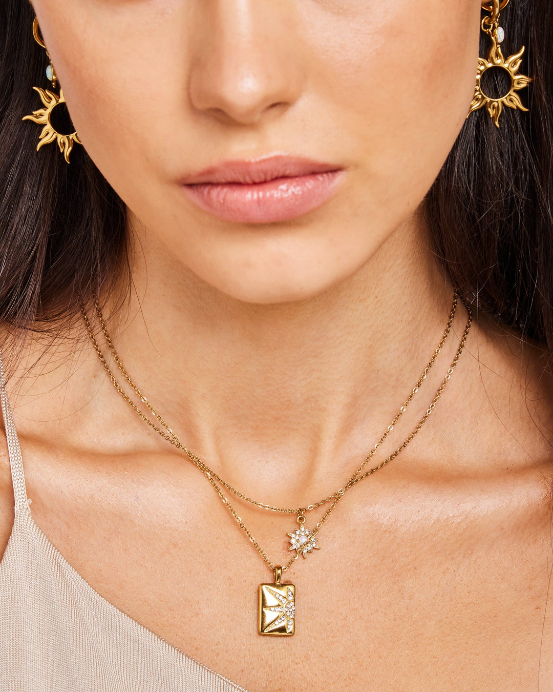 Solara Cubic Zirconia Sun Pendant Necklace | Zoe Olivia Jewellery Australia