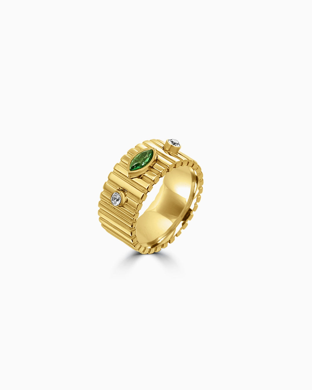 Aurora Chunky Textured Band With Cubic Zirconia | Zoe Olivia Jewellery Australia