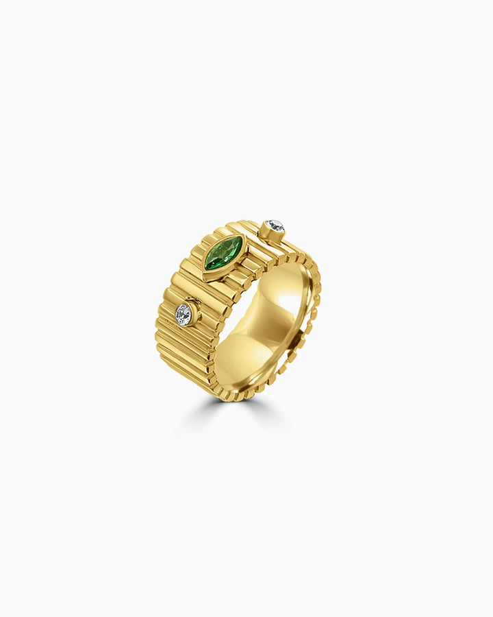 Aurora Chunky Textured Band With Cubic Zirconia | Zoe Olivia Jewellery Australia