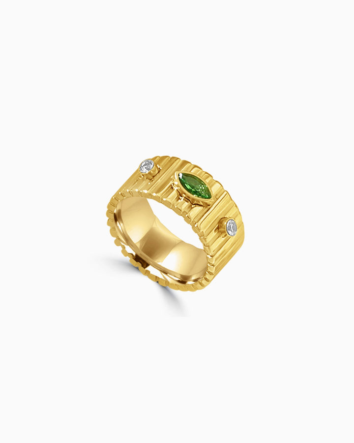 Aurora Chunky Textured Band With Cubic Zirconia | Zoe Olivia Jewellery Australia