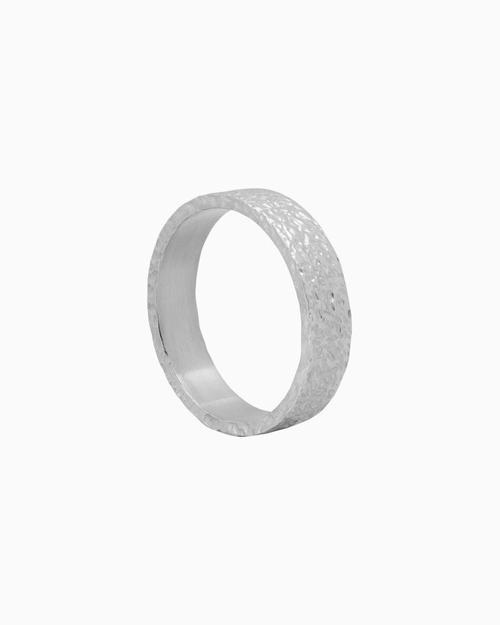 Escarpment Medium Rough Hammered Band | Zoe Olivia Jewellery Australia