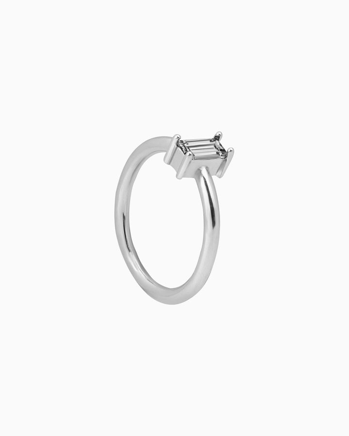 Aurora Solitaire Baguette Cubic Zirconia Ring | Zoe Olivia Jewellery Australia