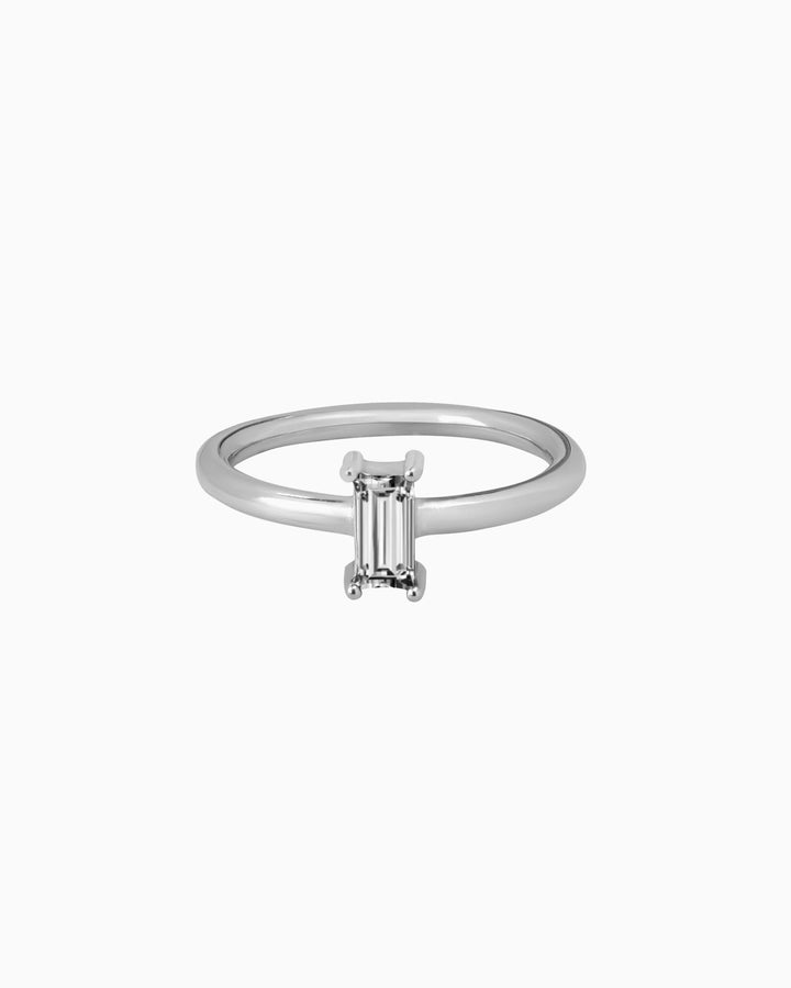 Aurora Solitaire Baguette Cubic Zirconia Ring | Zoe Olivia Jewellery Australia