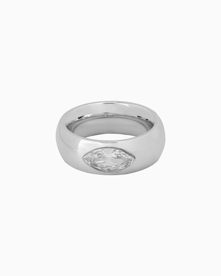 Classic Thick Smooth Cubic Zirconia Ring | Zoe Olivia Jewellery Australia