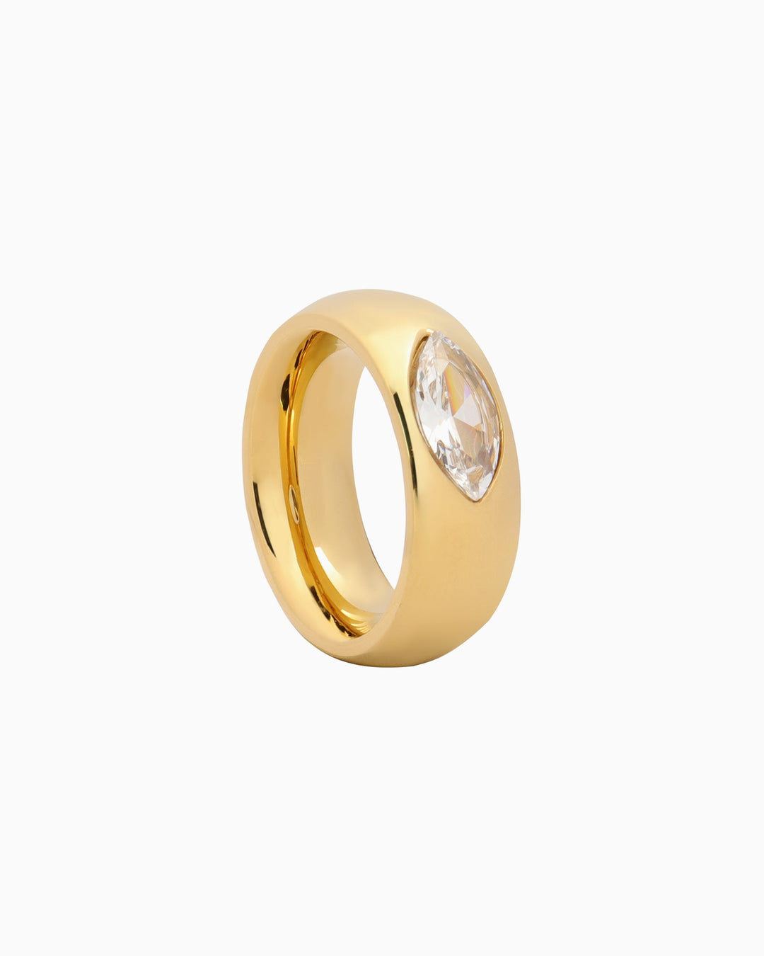 Classic Thick Smooth Cubic Zirconia Ring | Zoe Olivia Jewellery Australia