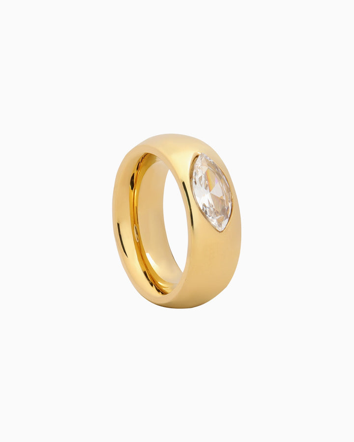 Classic Thick Smooth Cubic Zirconia Ring | Zoe Olivia Jewellery Australia