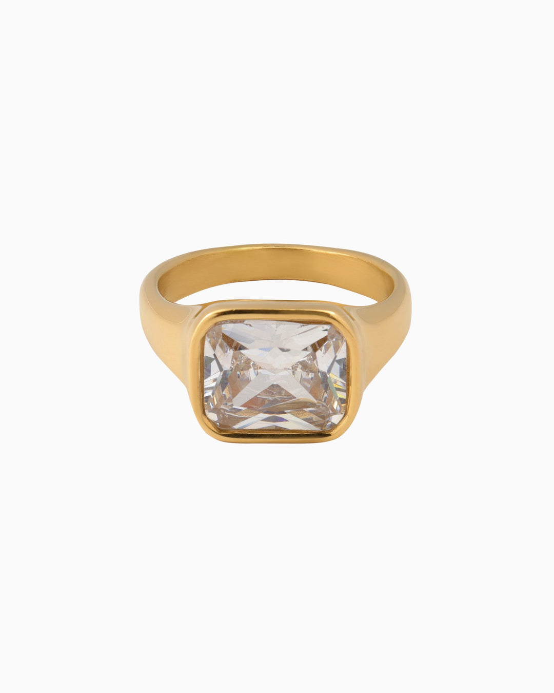 Aurora Square Cubic Zirconia Signet Ring | Zoe Olivia Jewellery Australia