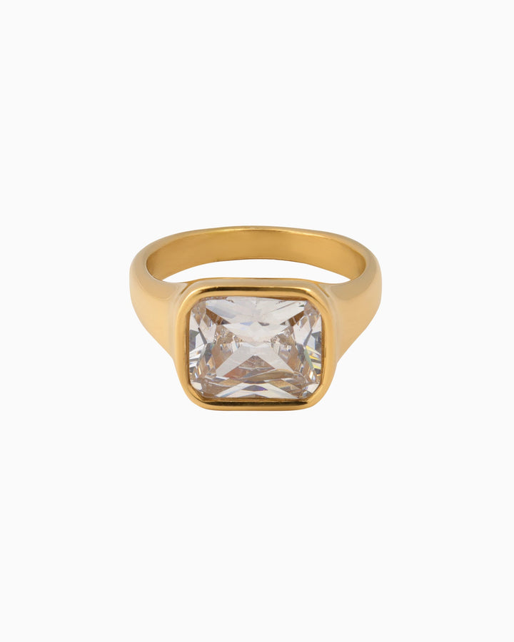 Aurora Square Cubic Zirconia Signet Ring | Zoe Olivia Jewellery Australia