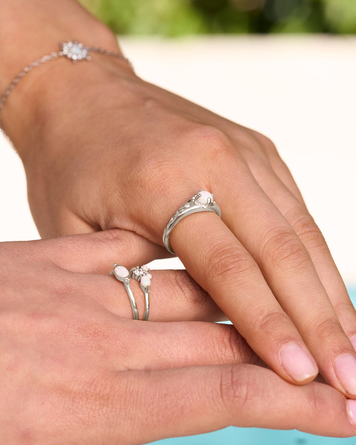 Iridescent Oval Opal Ring in Silver | Zoe Olivia Jewellery Australia