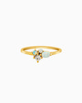 Iridescent Opal and Cubic Zirconia Cluster Ring in Gold | Zoe Olivia Jewellery Australia