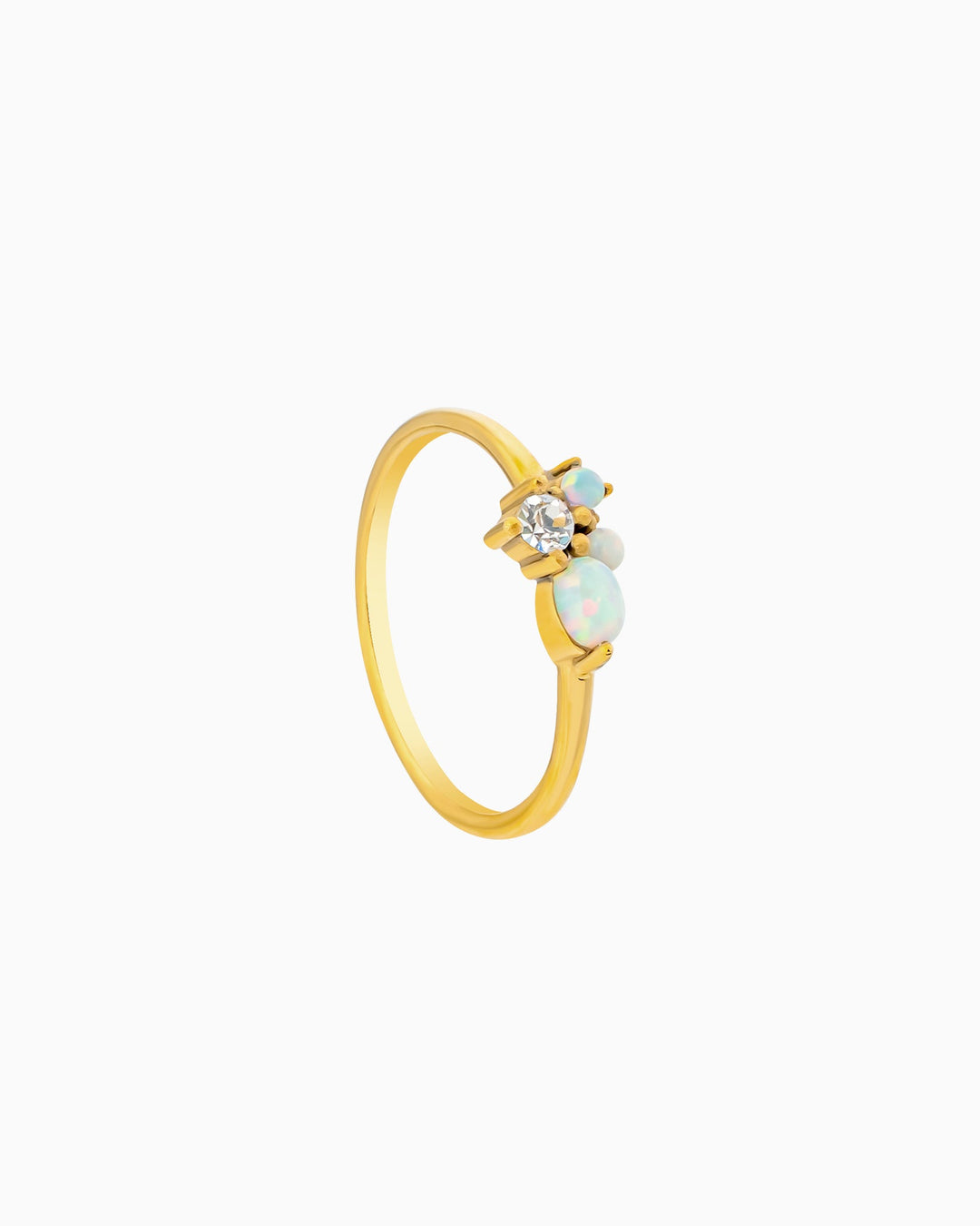 Iridescent Opal and Cubic Zirconia Cluster Ring in Gold | Zoe Olivia Jewellery Australia