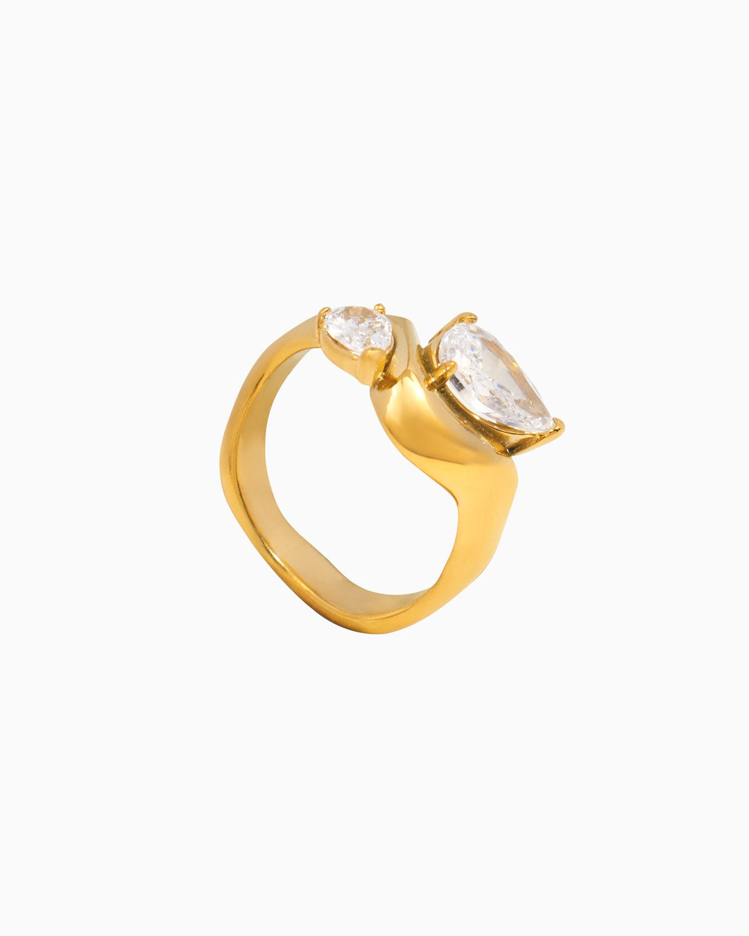 Solara Organic Thick Cubic Zirconia Wave Ring | Zoe Olivia Jewellery Australia