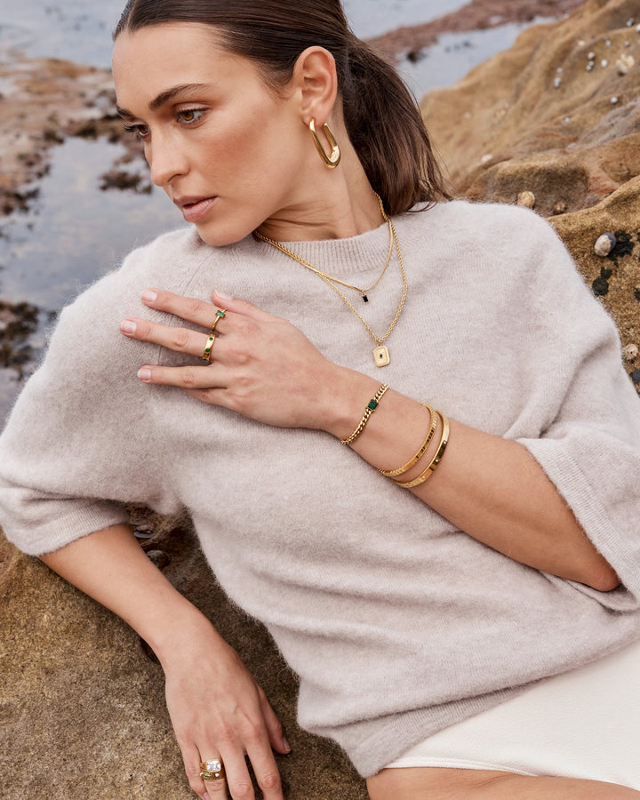 Aurora Luxe Herringbone & Cubic Zirconia Pendant Necklace — Zoe Olivia