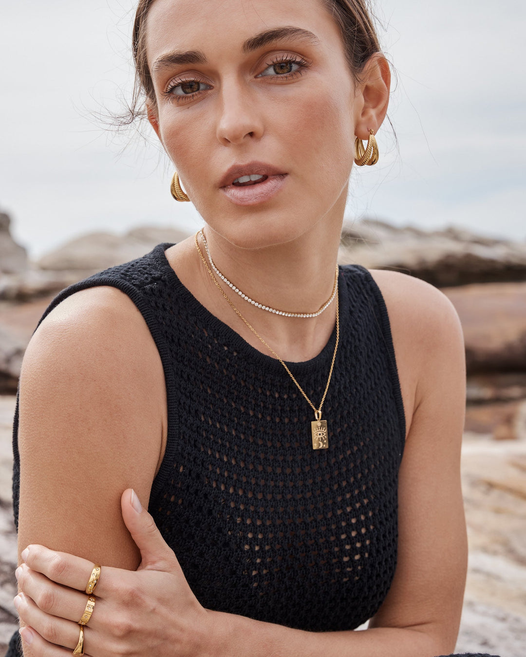 Stars Evil Eye Pendant Necklace — Zoe Olivia