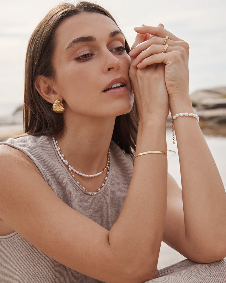Opaline Pearl and Bead Necklace, close-up detail — Zoe Olivia