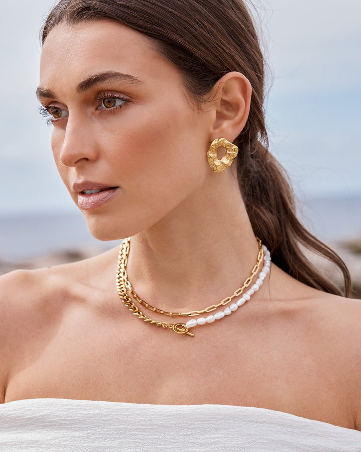 Opaline Freshwater Pearl Half Chain Statement FOB Necklace — Zoe Olivia