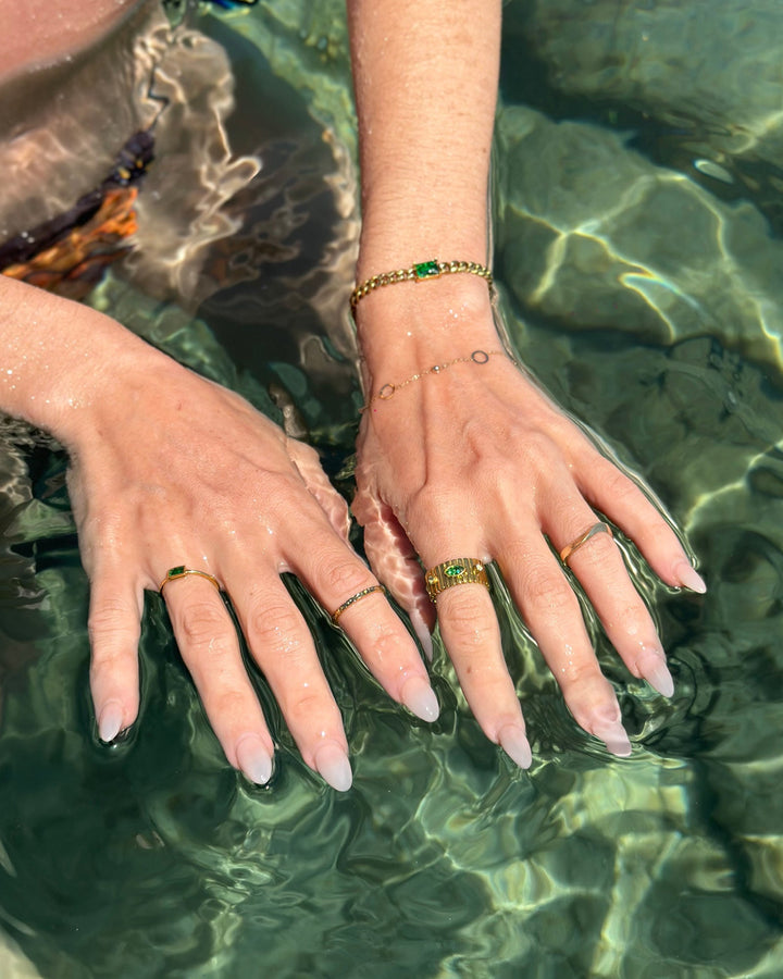 Aurora Chunky Textured Band With Cubic Zirconia | Zoe Olivia Jewellery Australia
