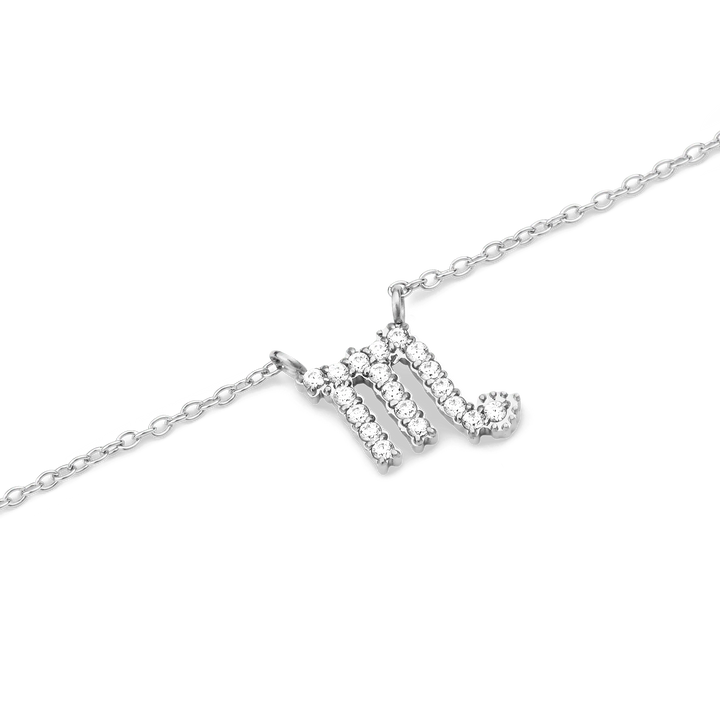 Zodiac Crystal Necklace Silver