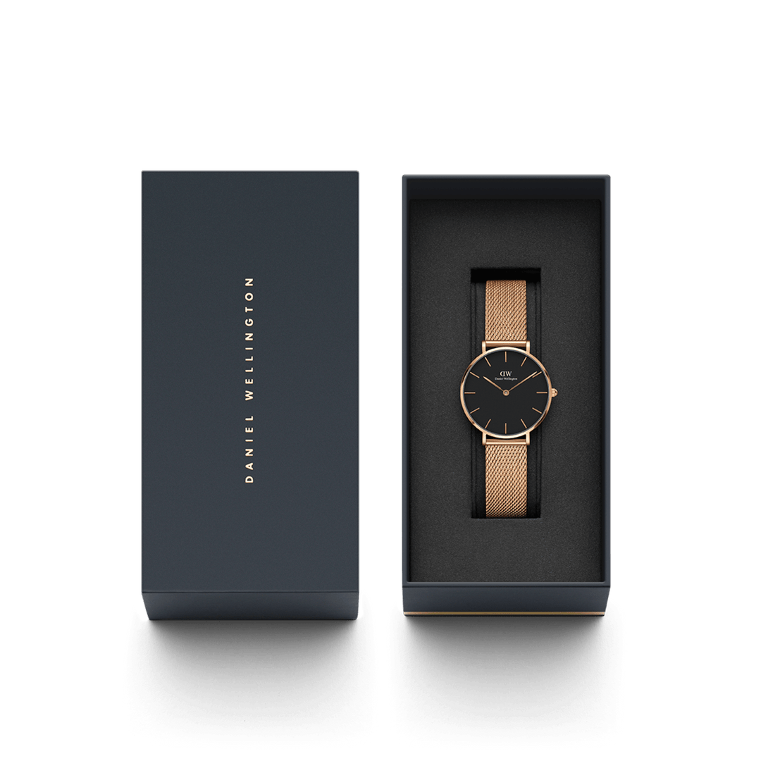 Petite 32 Melrose Rose Gold & Black Watch