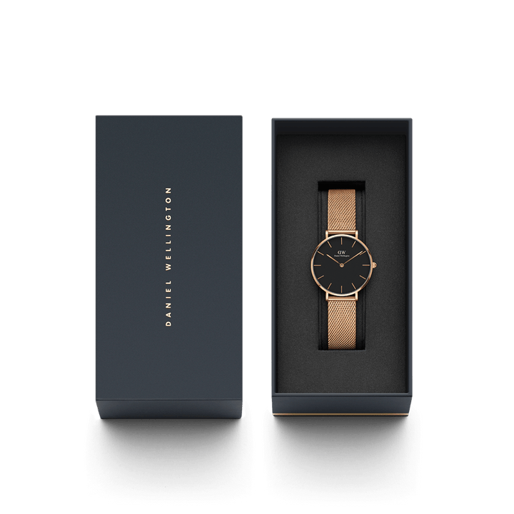Petite 32 Melrose Rose Gold & Black Watch