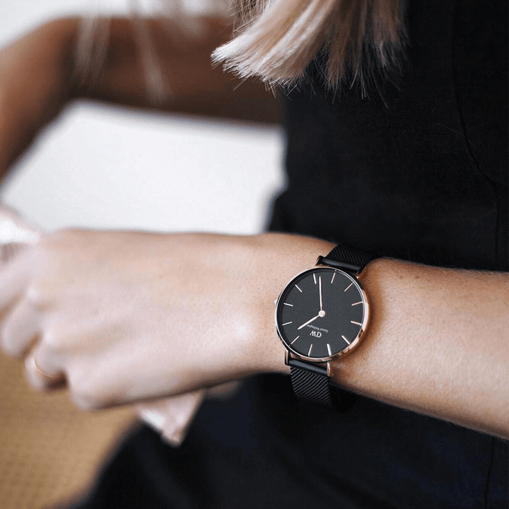 Petite 32 Ashfield Rose Gold & Black Watch