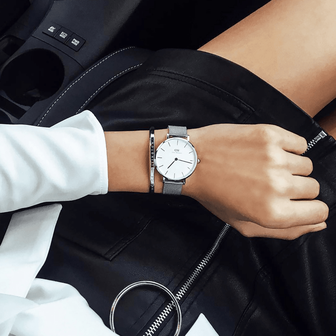 Daniel Wellington Petite 36 Sterling Silver & White Watch