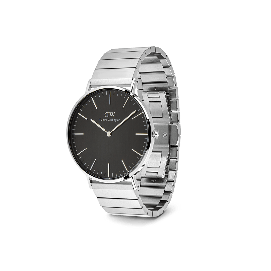 Classic Piano Link Onyx Silver Watch
