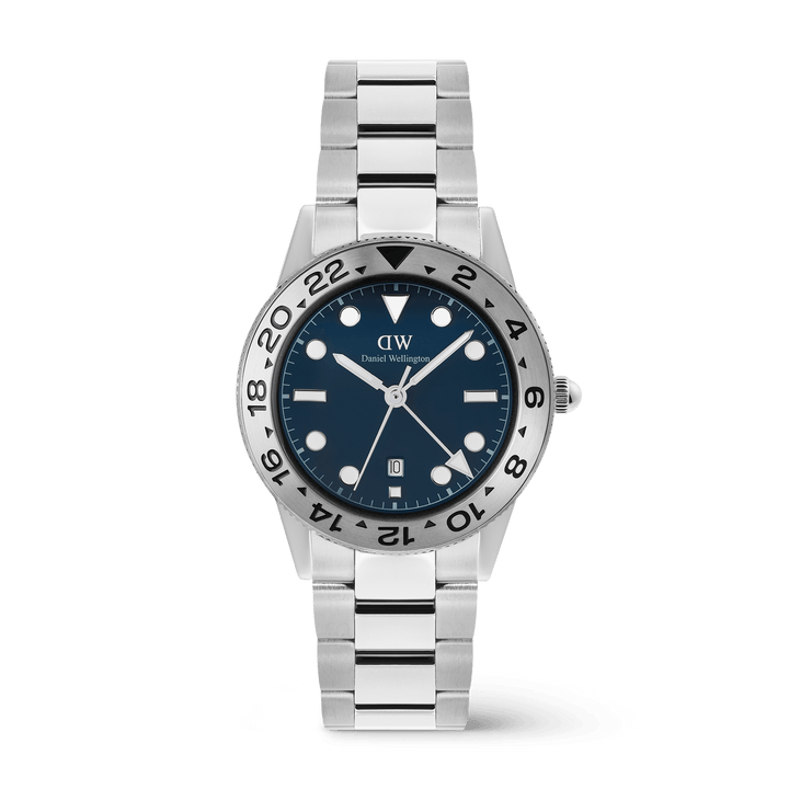 Daniel Wellington Iconic GMT Link Brushed Bezel Silver | The Jewellery Boutique