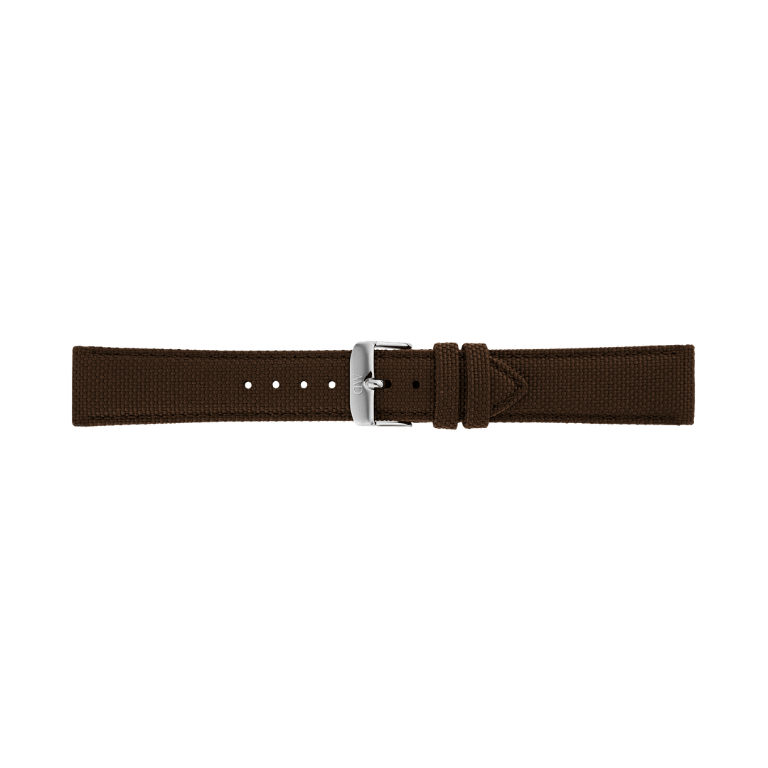 Daniel Wellington Brown Canvas Strap Silver