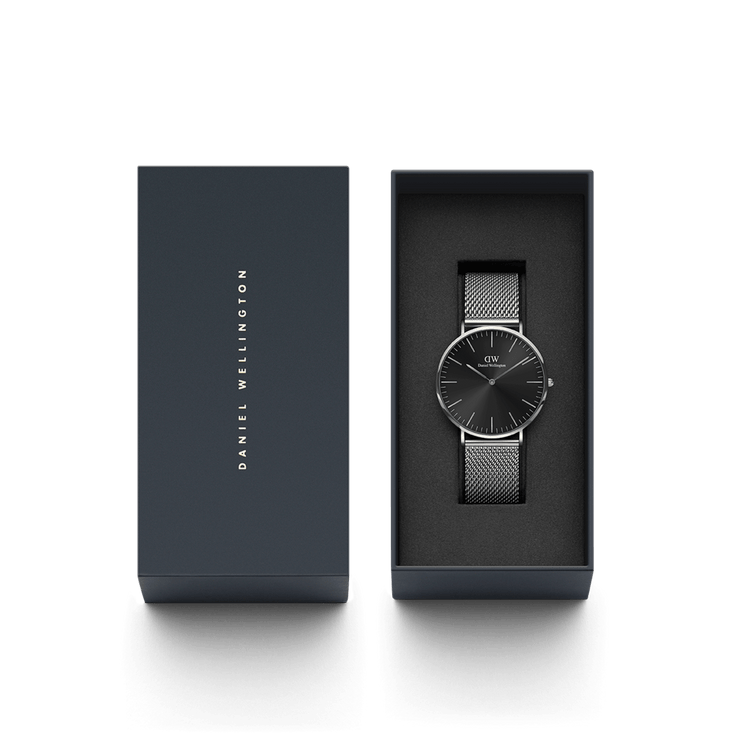 Daniel Wellington Classic 40 Sterling Silver & Onyx Watch