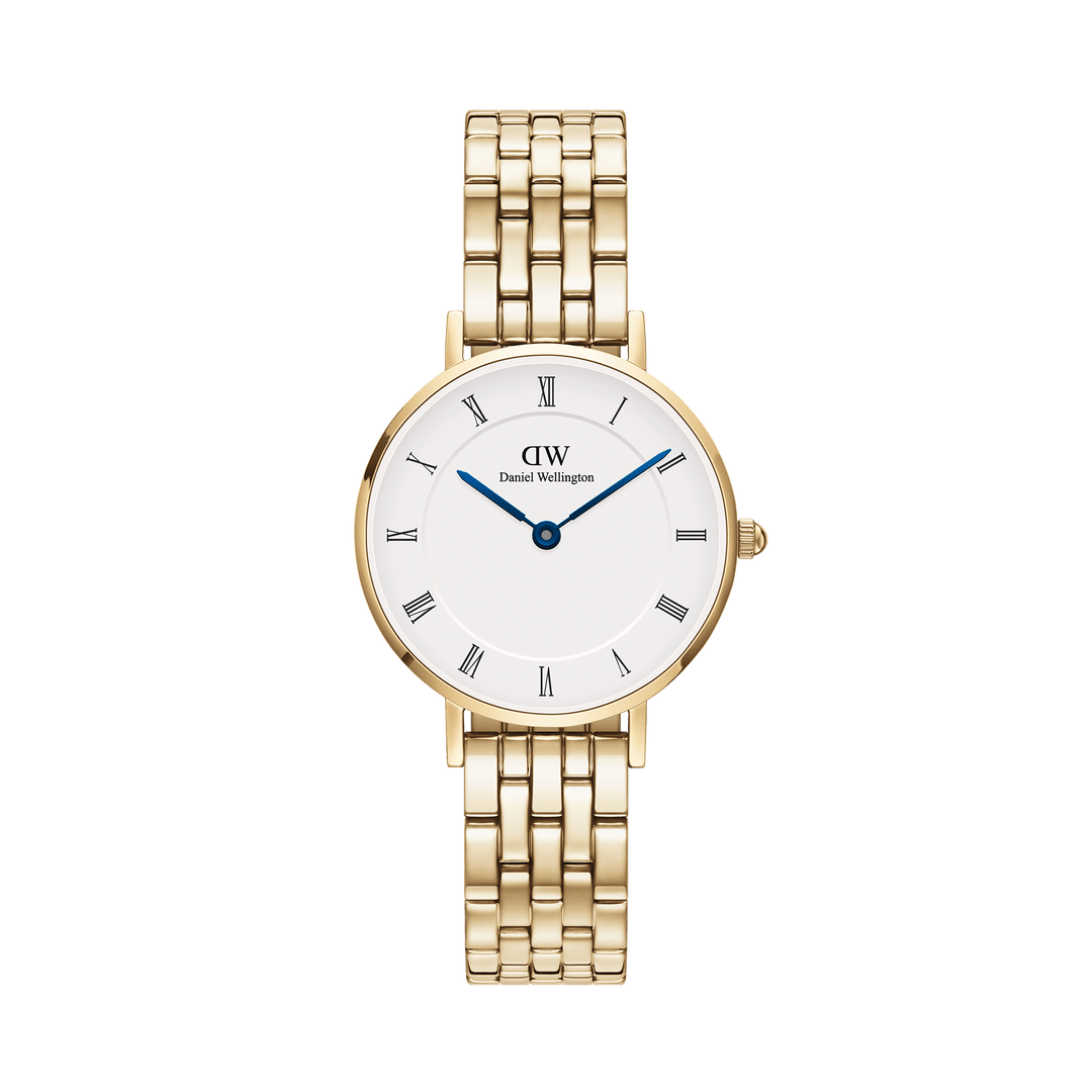 Daniel Wellington Petite Roman Numerals 28 5-Link G White Watch