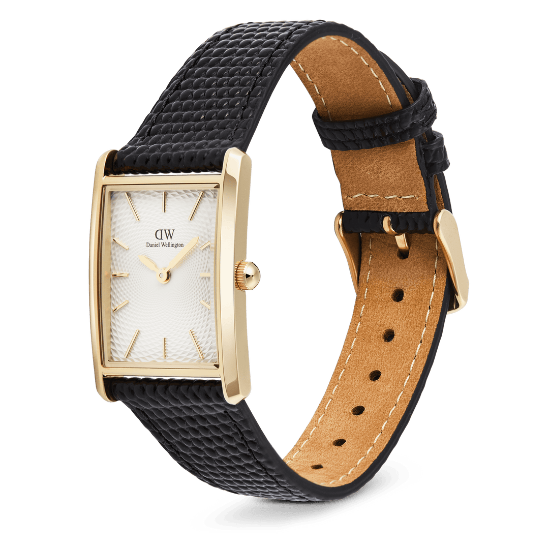 Daniel Wellington Bound Black Lizard GuillochÃ© Gold | The Jewellery Boutique