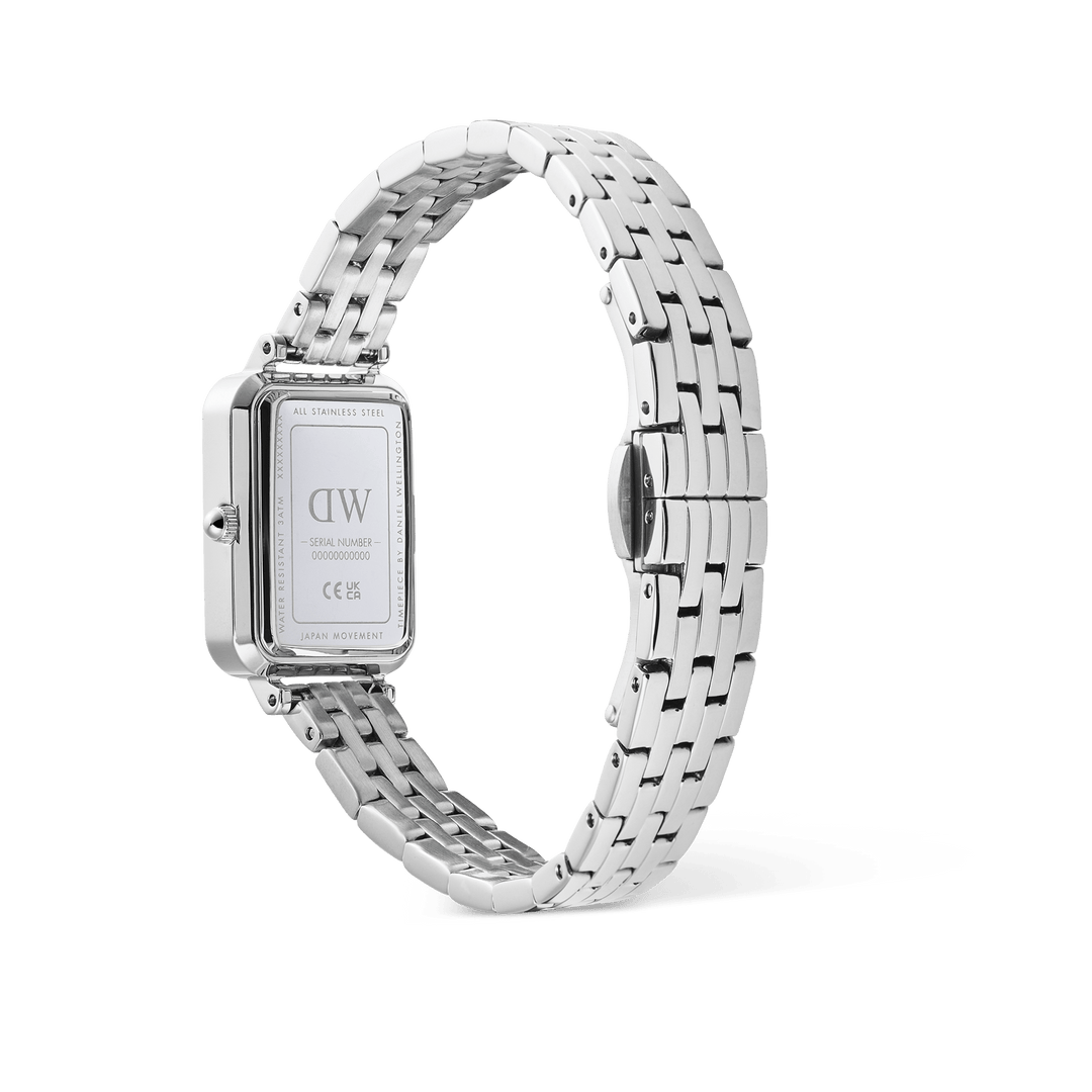 Daniel Wellington Quadro Roman Numerals Date 5-link Silver