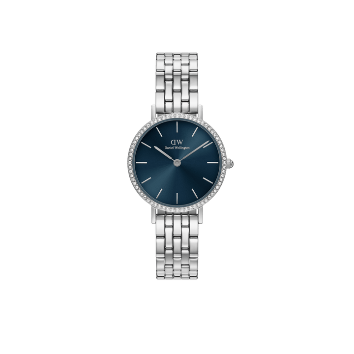 Daniel Wellington Petite 28 Bezel 5-Link Arctic Sunray Silver Watch