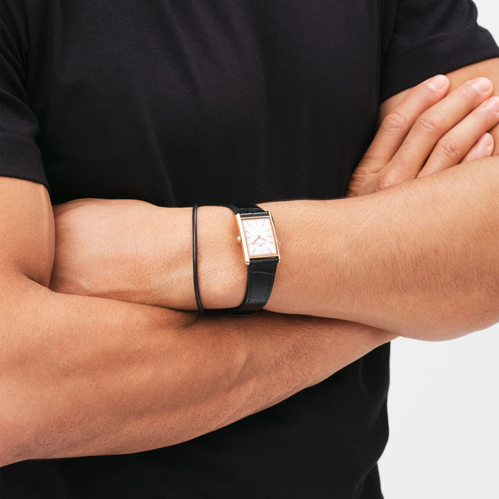 Bound 32x22 Black Croc Leather RG White Watch