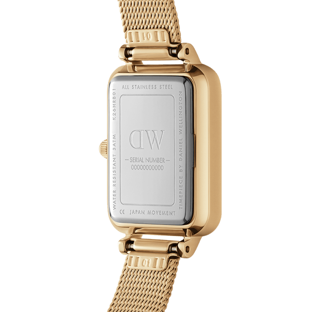 Daniel Wellington Quadro 20X26 Pressed Evergold Gold & White Watch