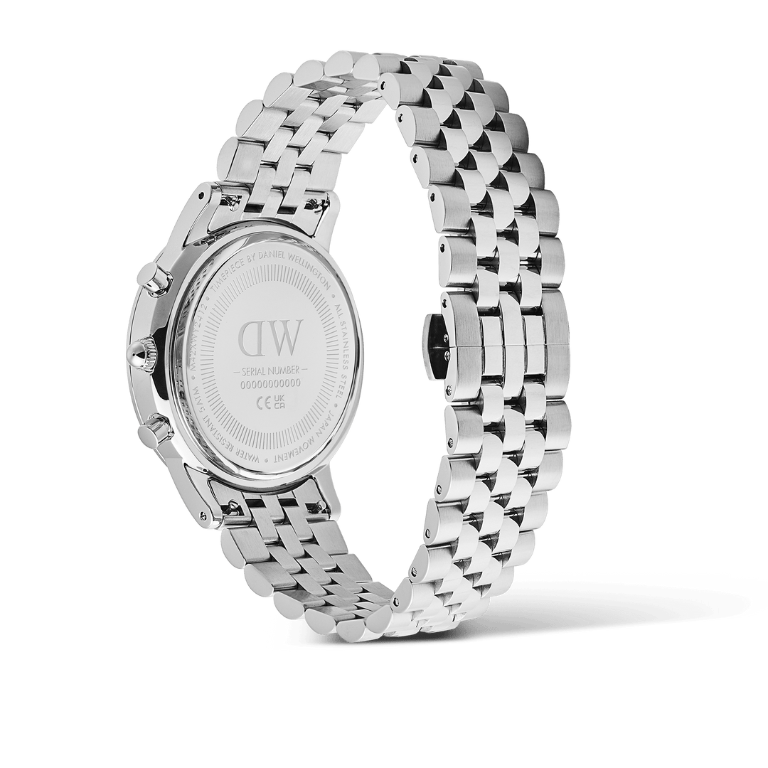 Daniel Wellington Iconic Chronograph Arch 5-Link Onyx Panda Silver