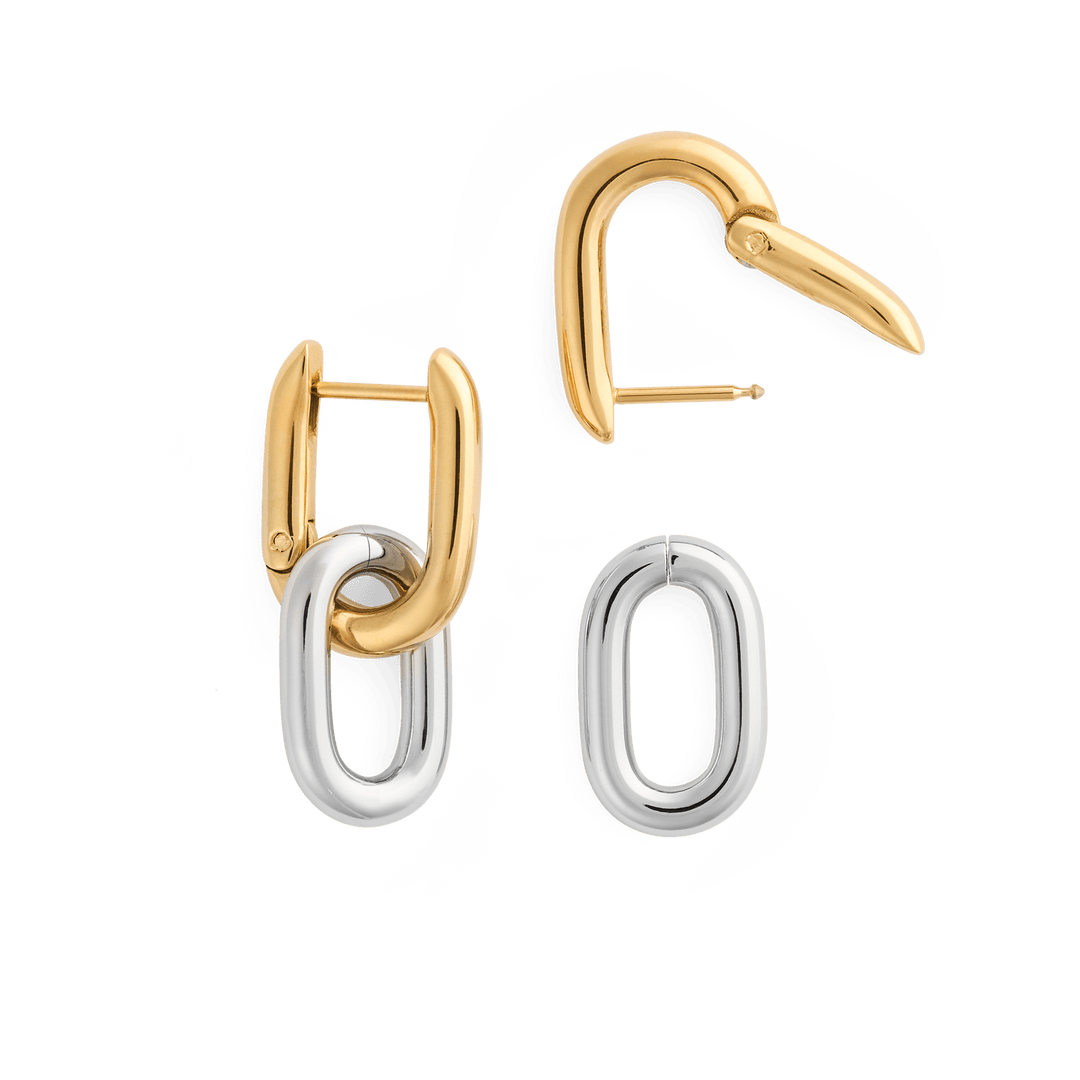 Daniel Wellington Contrast Link Earrings Two Tone Gold | The Jewellery Boutique