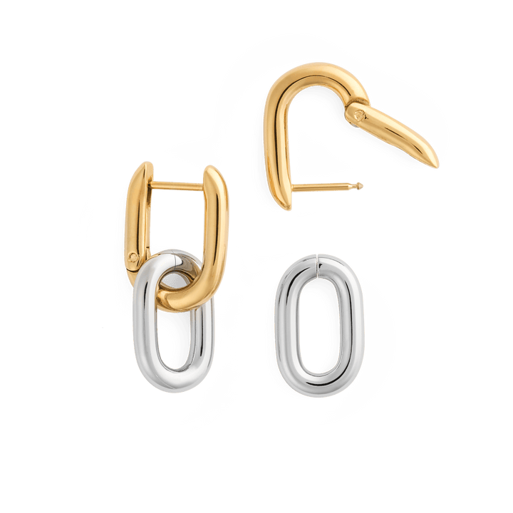 Daniel Wellington Contrast Link Earrings Two Tone Gold | The Jewellery Boutique