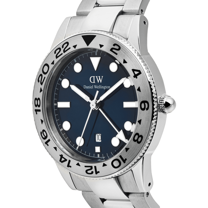 Daniel Wellington Iconic GMT Link Brushed Bezel Silver | The Jewellery Boutique