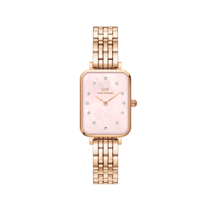Daniel Wellington Quadro Lumine 20x26 5-Link Rose Gold & Mother of Pearl Pink Watch
