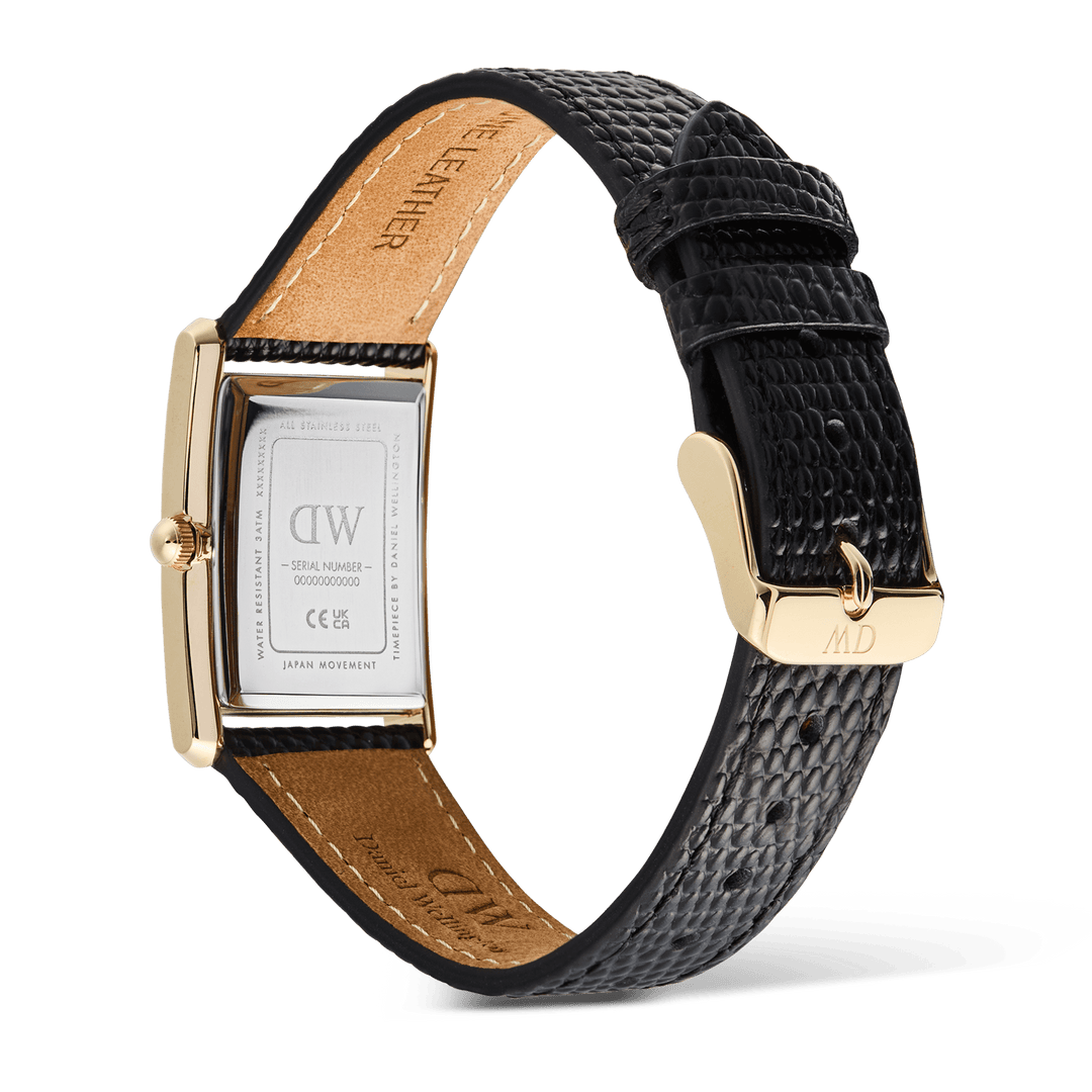 Daniel Wellington Bound Black Lizard GuillochÃ© Gold | The Jewellery Boutique