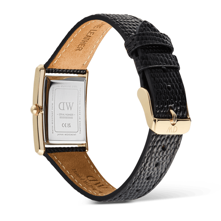 Daniel Wellington Bound Black Lizard GuillochÃ© Gold | The Jewellery Boutique