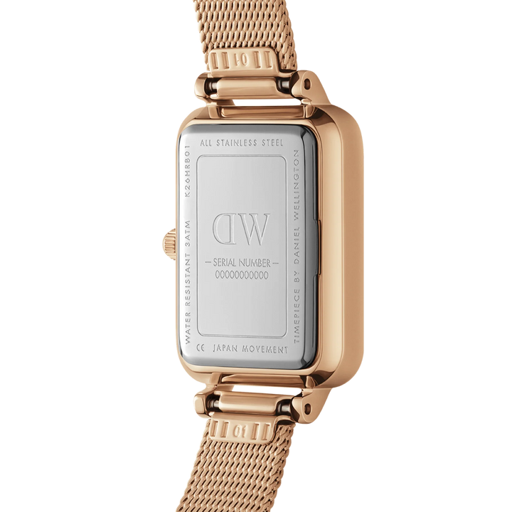 Quadro 20x26 Bezel Mesh White Mother of Pearl Rose Gold Watch