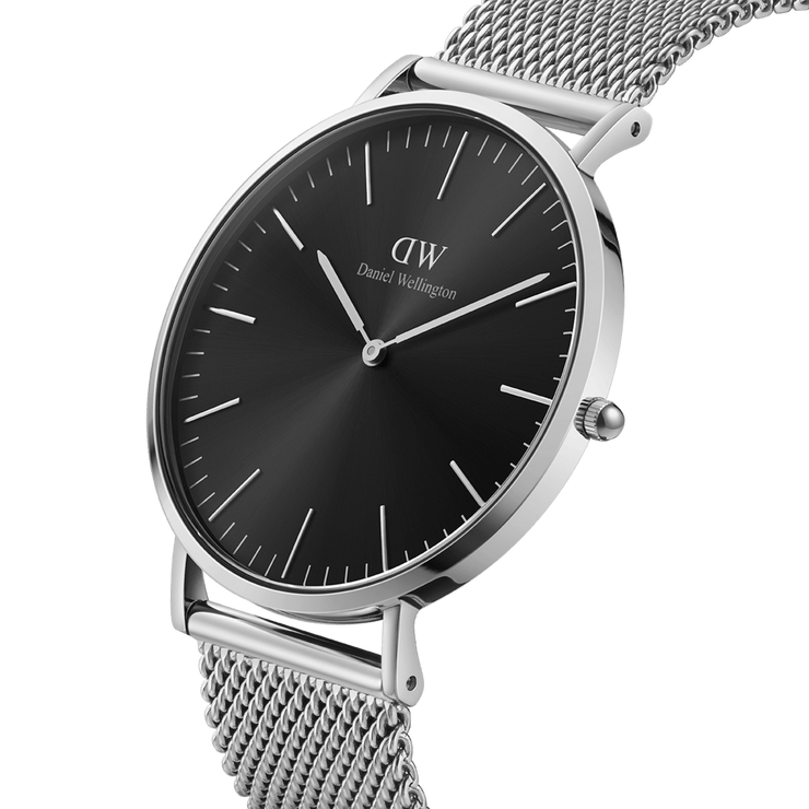 Daniel Wellington Classic 40 Sterling Silver & Onyx Watch