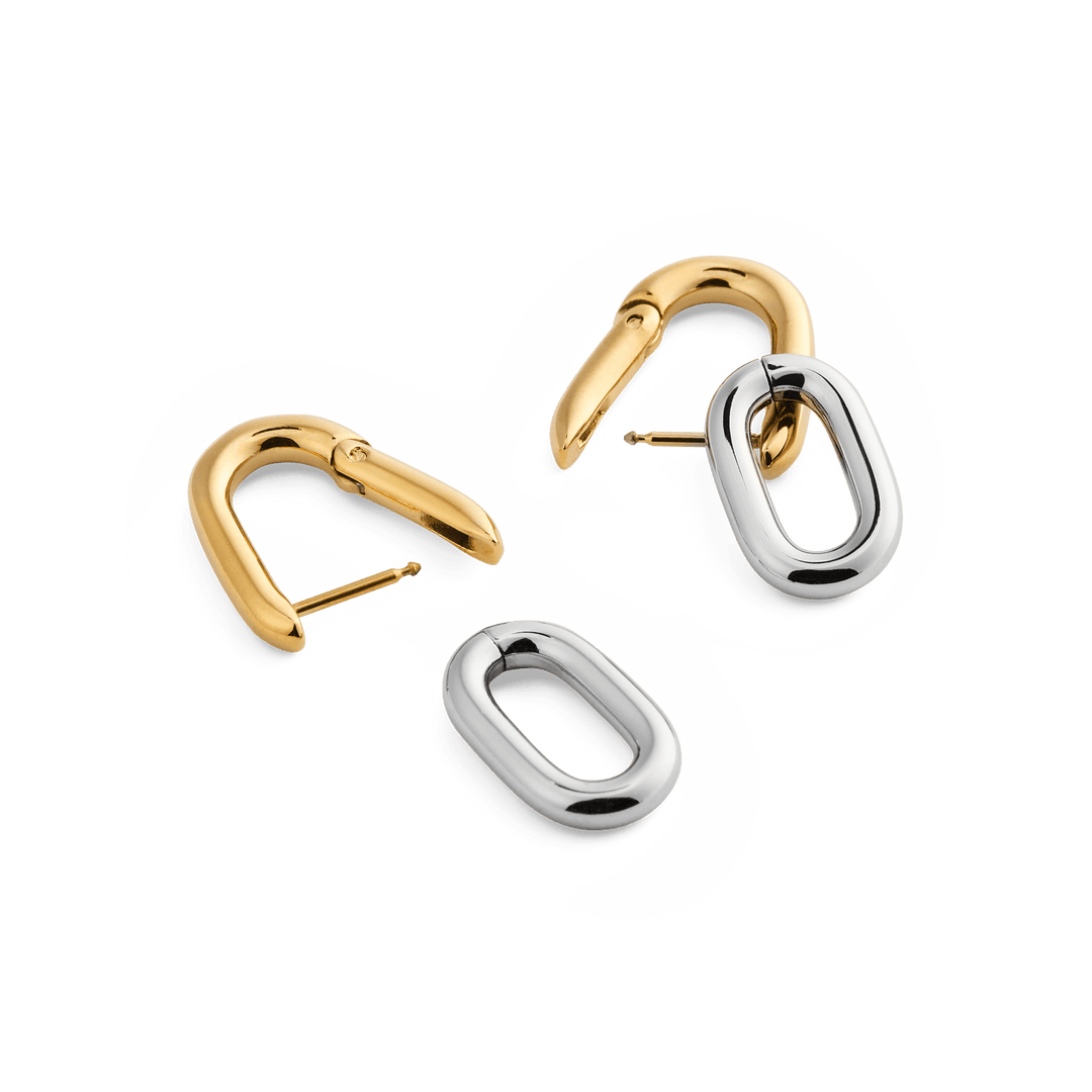 Daniel Wellington Contrast Link Earrings Two Tone Gold | The Jewellery Boutique