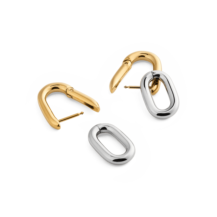 Daniel Wellington Contrast Link Earrings Two Tone Gold | The Jewellery Boutique