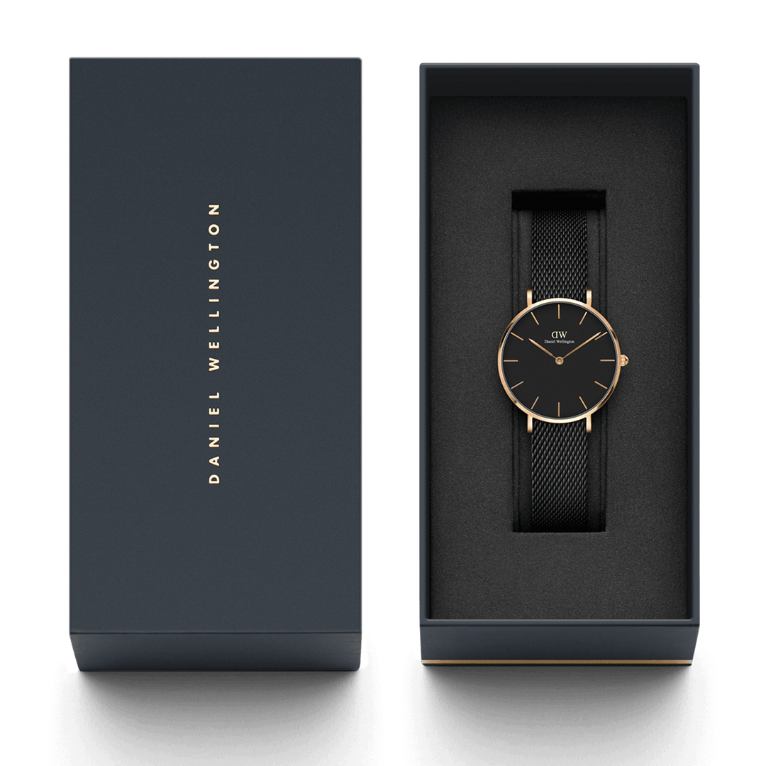 Petite 28 Ashfield Rose Gold & Black Watch