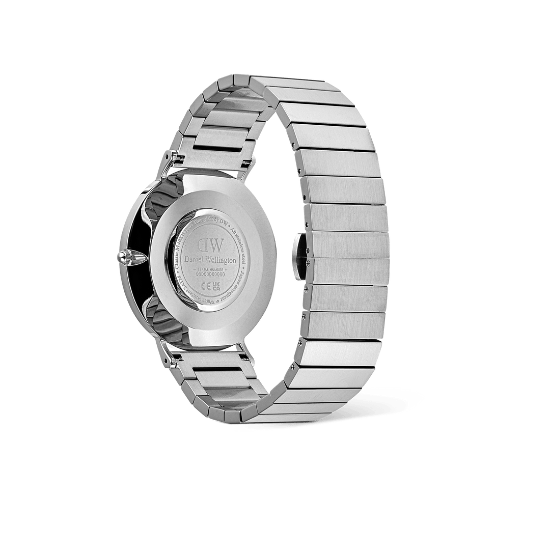 Classic Piano Link Onyx Silver Watch