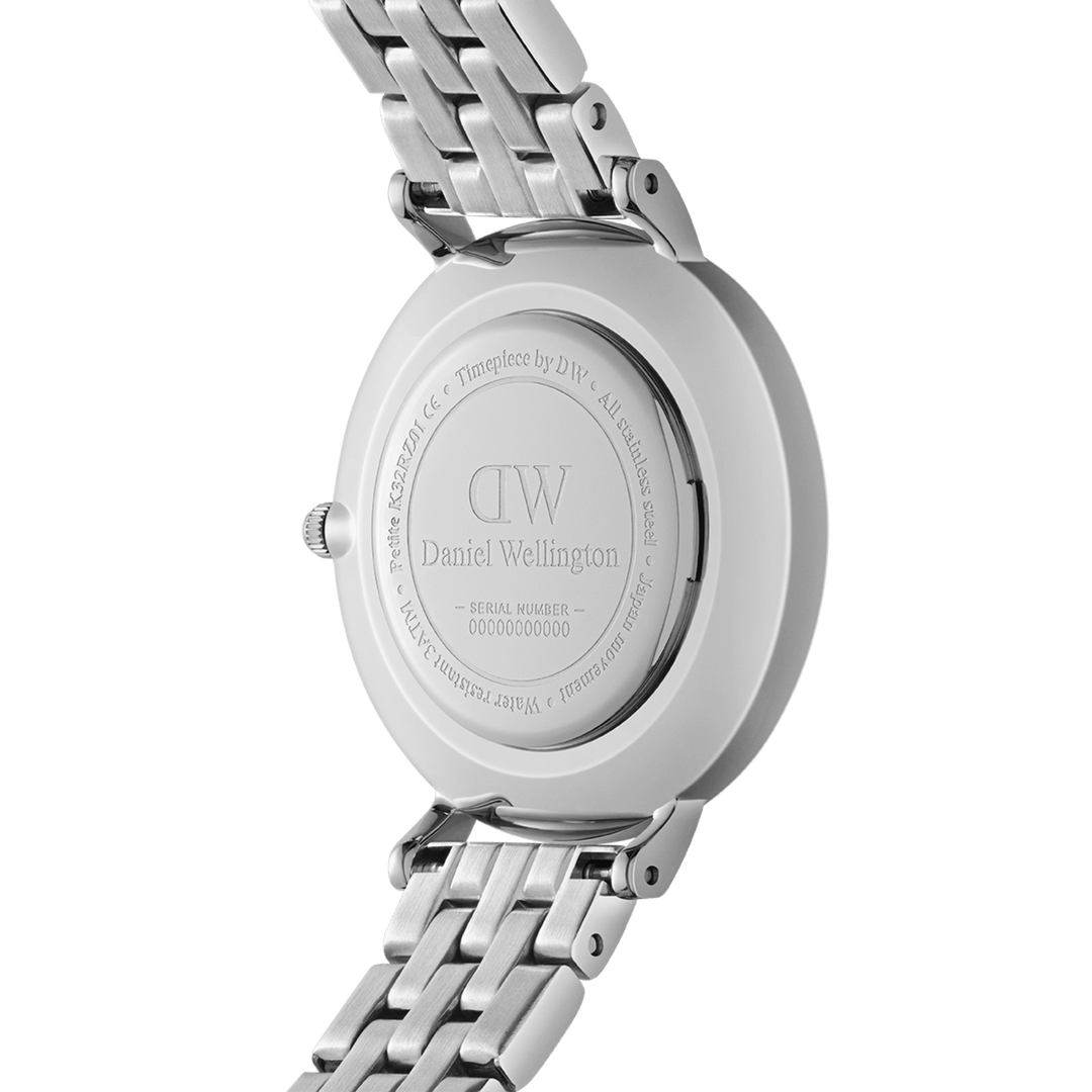Daniel Wellington Petite 28 Bezel 5-Link Arctic Sunray Silver Watch